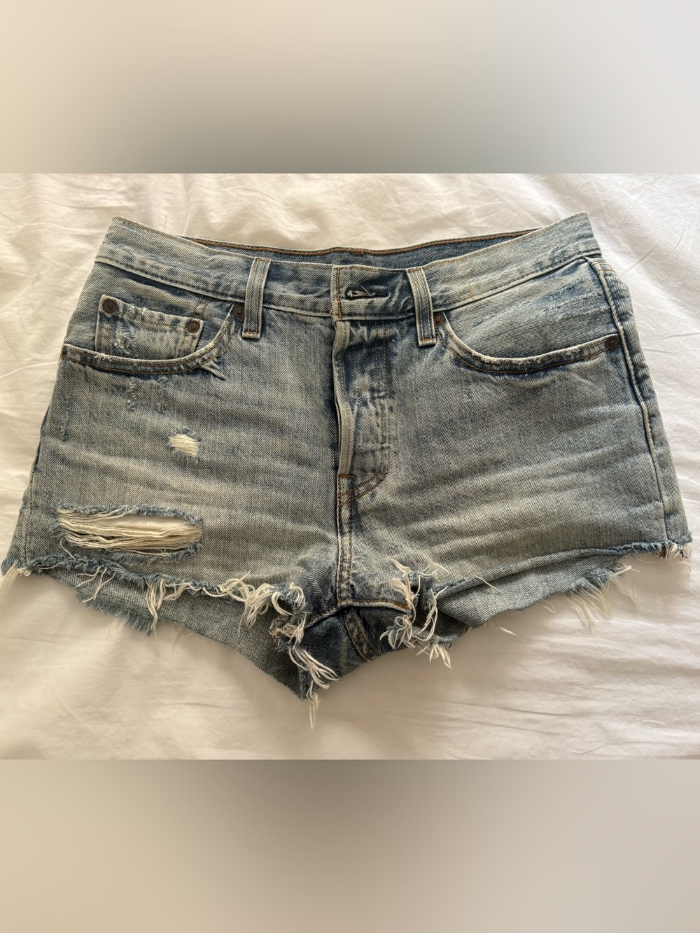 Levi's Light Blue Distressed Cutoff Jean Shorts